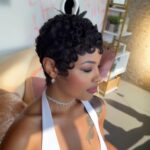 PurpleSexy Chic Elegent Pixie Cut Wigs Human Hair Short Layered Pixie Cut Human Hair Wigs For Black Women Glueless Short Curly wigs With Bangs For Daily Use Natural Black 1B...