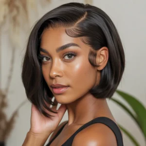 13x4 Side Part Asymmetrical Bob Wig Pre Plucked Lace Front Human Hair [BOB05]