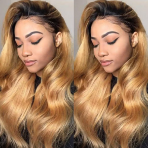 HONEY BLONDE OMBRÉ WAVY HAIR FRONT WIG |18"